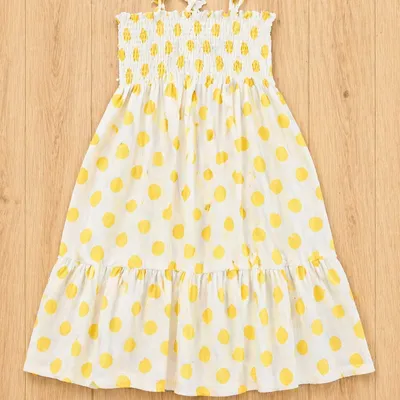 Robe blanche à pois jaunes Orchestra fille 8 ans